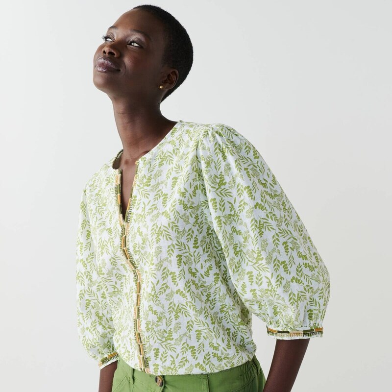 Blúzka s výšivkou, 3/4 rukávmi a potlačou anízová 054 Blancheporte 67388070