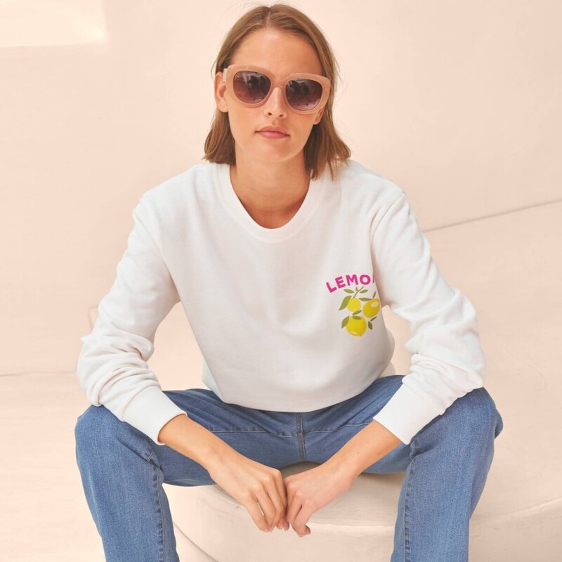 Moltonová mikina s potlačou ražná 054 Blancheporte 67388073