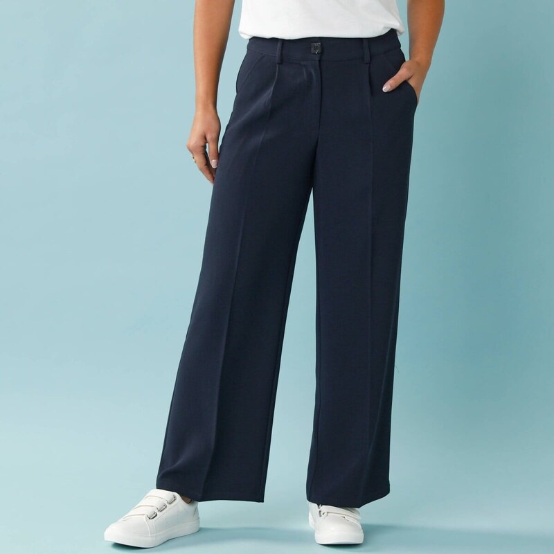 Splývavé široké nohavice pre nižšiu postavu nám.modrá 052 Blancheporte 67388084