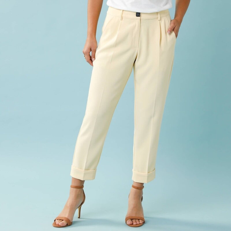 Splývavé 7/8 nohavice pre menšiu postavu žltá 050 Blancheporte 67388094