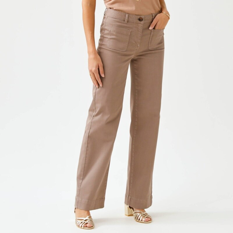 Široké keprové nohavice s vysokým pásom, pre stredne vysokú postavu 67388103