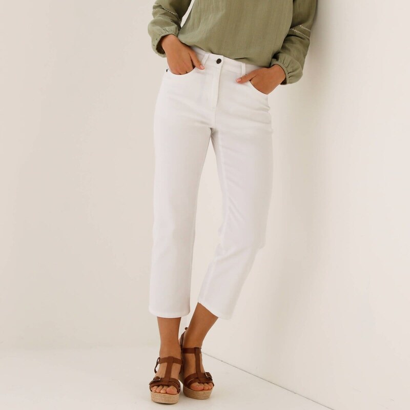 Rovné 7/8 jednofarebné nohavice biela 052 Blancheporte 67388119