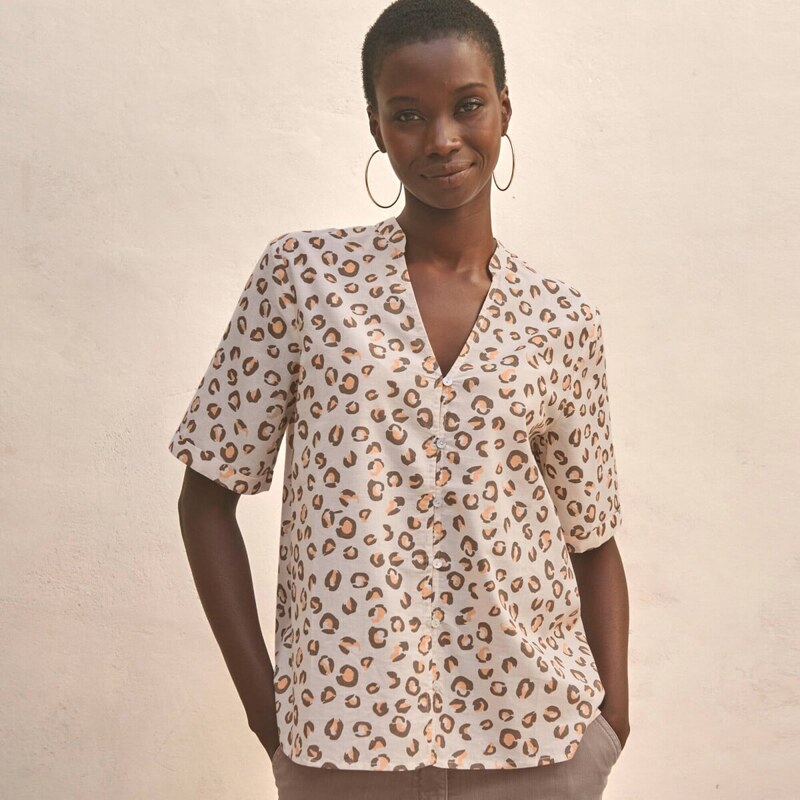 Blúzka s zvieracou kresbou, krátkymi rukávmi a tuniským výstrihom 67388124