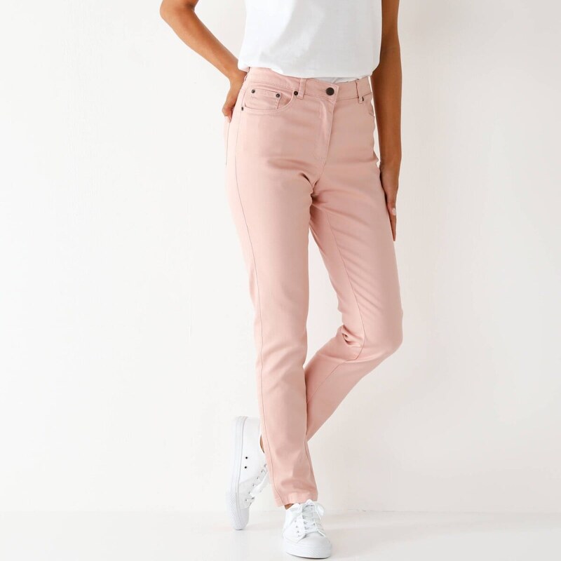 Úzke dlhé farebné nohavice ružová pudrová 050 Blancheporte 67388135