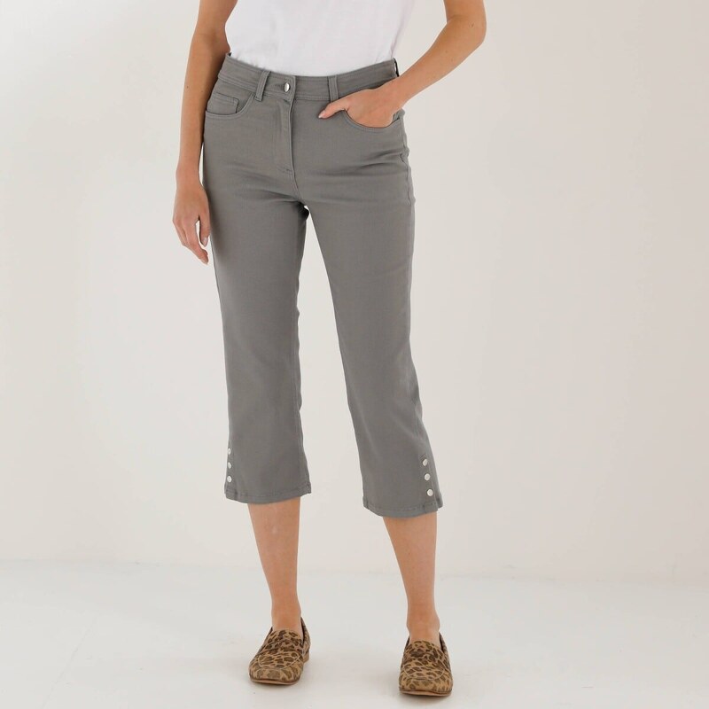 3/4 plátené nohavice so spínačkami sivá 054 Blancheporte 67388136