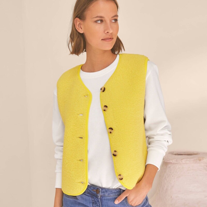 Buklé vesta na gombíky žltá 054 Blancheporte 67388152