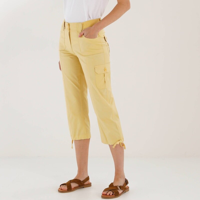 3/4 plátené nohavice s úpletovým pásom žltá 054 Blancheporte 67388144