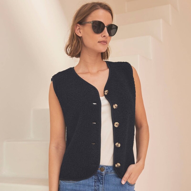 Buklé vesta na gombíky čierna 054 Blancheporte 67388156