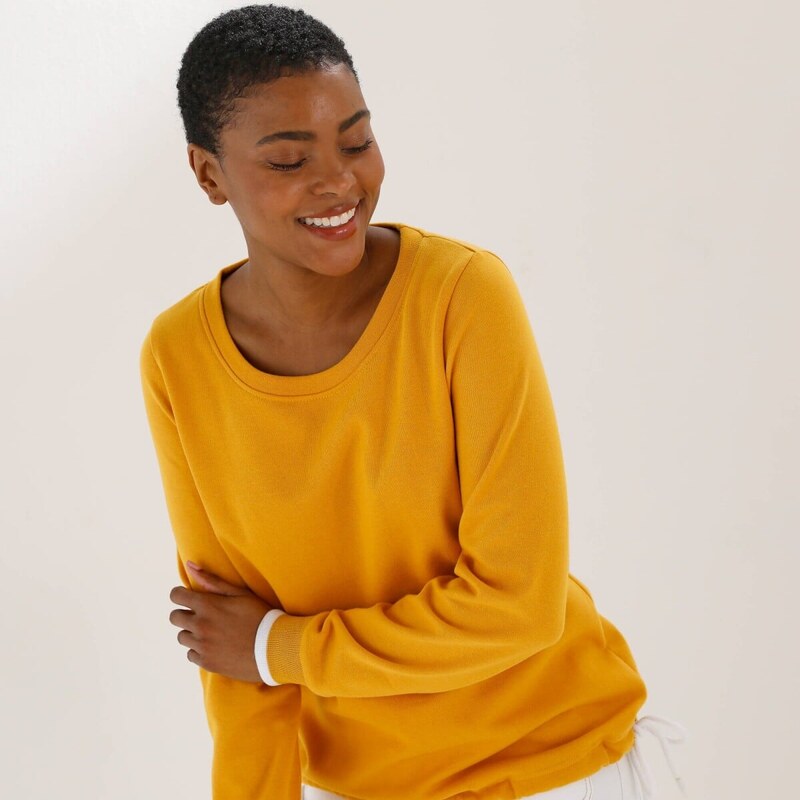 Moltonová mikina so šnúrkou na stiahnutie kari 054 Blancheporte 67388158