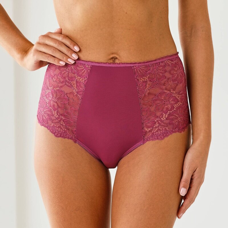 Súprava 2 maxi nohavičiek s vysokým pásom z čipky a mikrovlákna 67388177