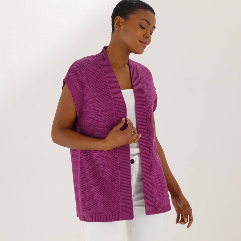 Vesta bez zapínania s perličkovým vzorom fialová 036 Blancheporte 67388191