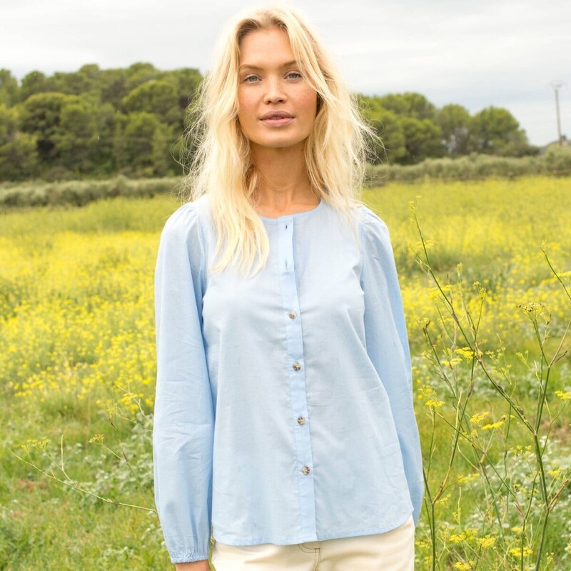 Jednofarebná blúzka s okrúhlym výstrihom modrá 054 Blancheporte 67388200