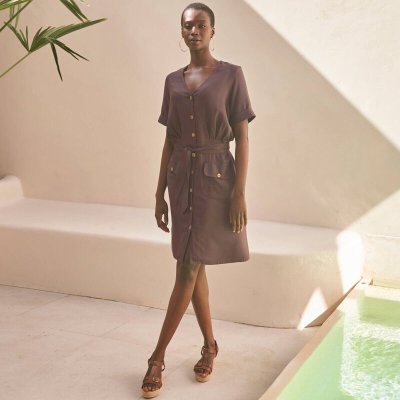 Safari šaty na gombíky čokoládová 036 Blancheporte 67388212