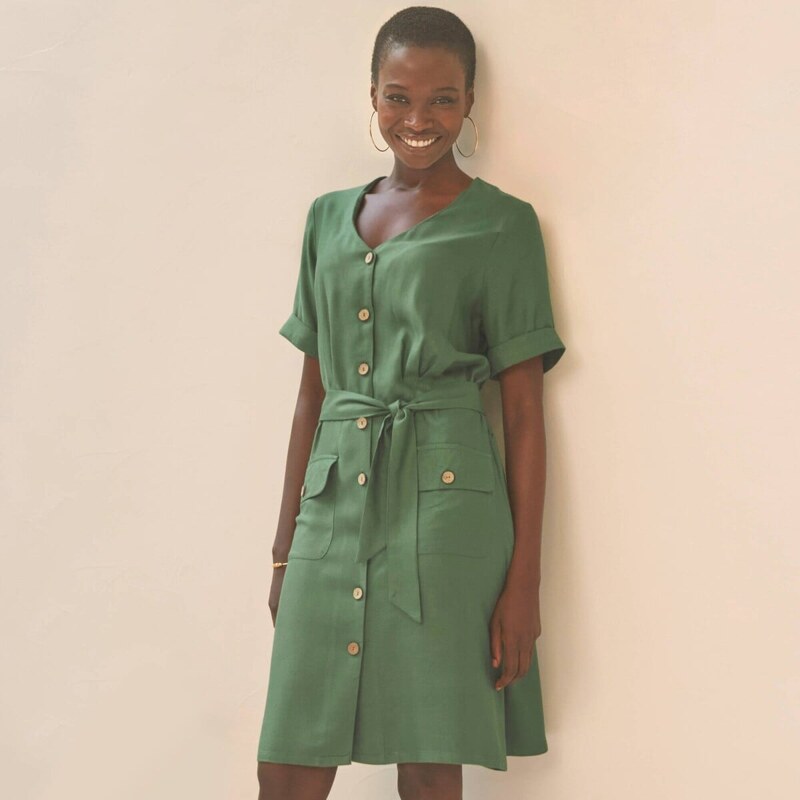 Safari šaty na gombíky khaki 046 Blancheporte 67388205