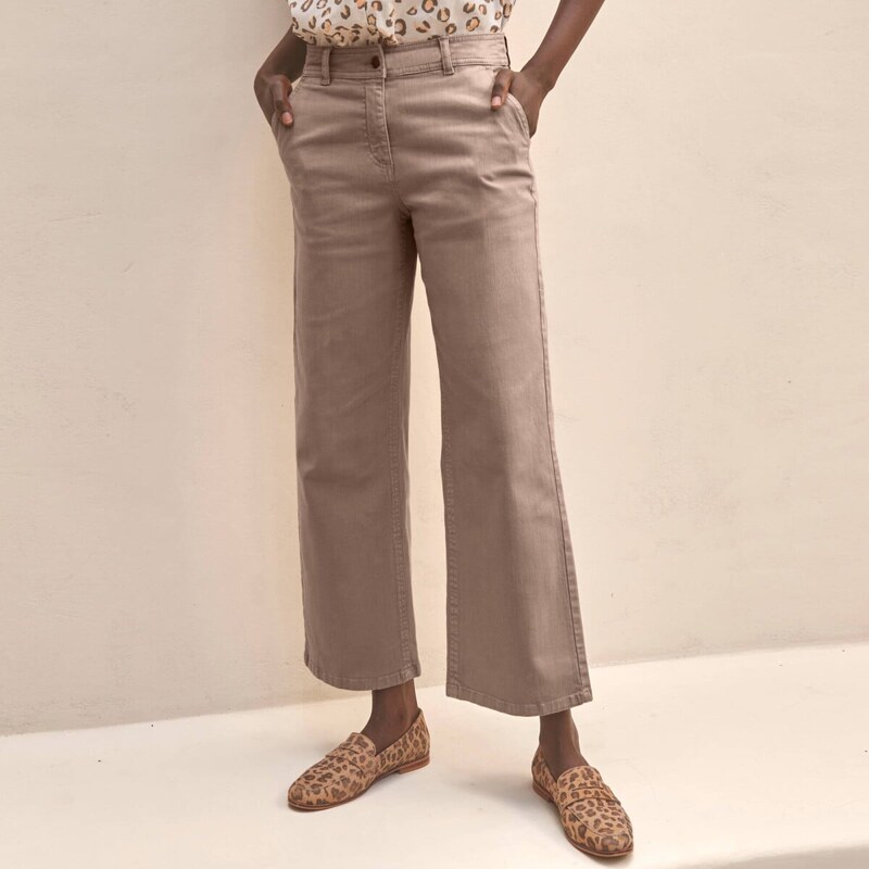 Široké nohavice po členky hnedosivá 036 Blancheporte 67388214