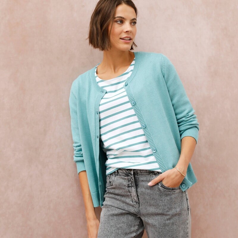 Sveter na gombíky tyrkysová 036 Blancheporte 67388099