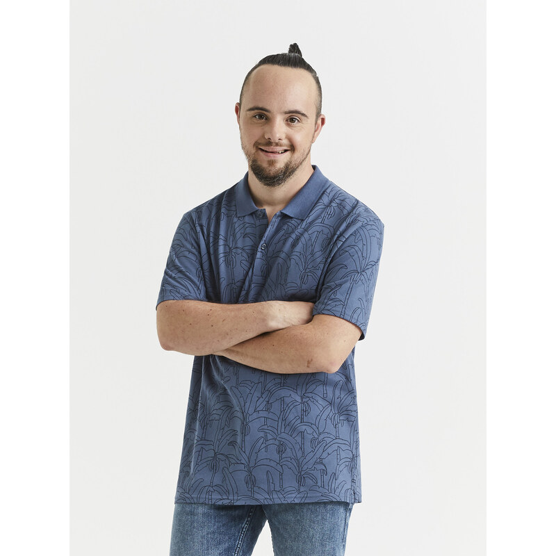 Modrá pánska vzorovaná polokošeľa Celio 50512178