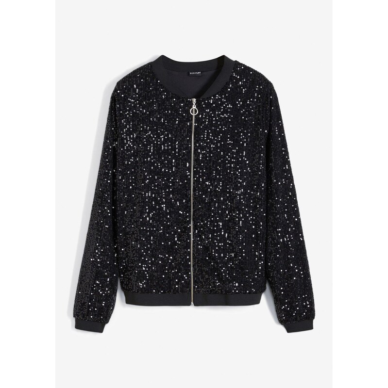 bonprix Bluzón s flitrami, farba čierna 47295299