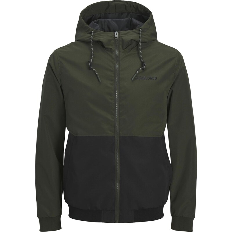 JACK & JONES Prechodná bunda JJERush olivová / čierna 64513152