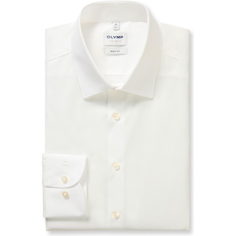 Pánska smotanová bavlnená košeľa OLYMP body fit predĺžený rukáv 47634923