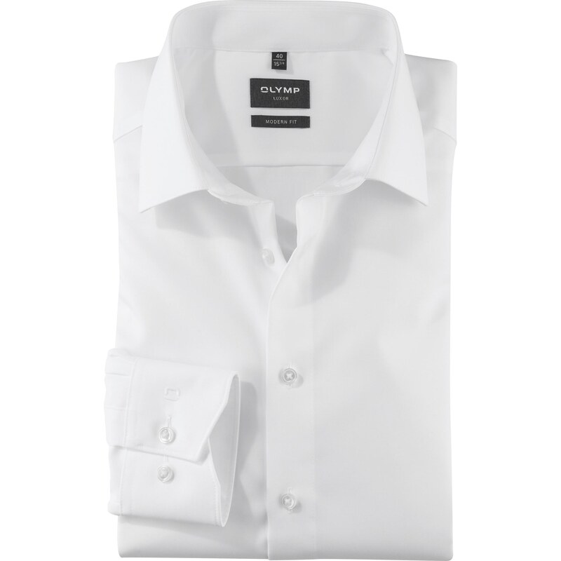 Pánska biela bavlnená košeľa Luxor OLYMP modern fit 66248422