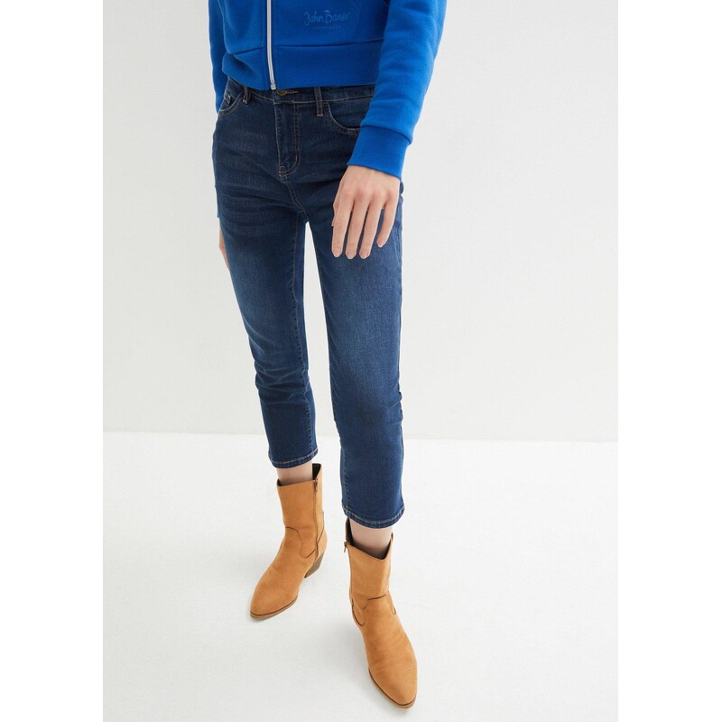 bonprix Soft-strečové džínsy slim, 7/8-dĺžka, farba modrá 44732141