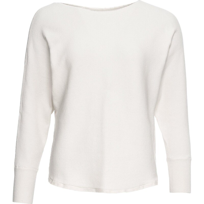 bonprix Oversize vrúbkovaný pulóver, farba biela 44733924