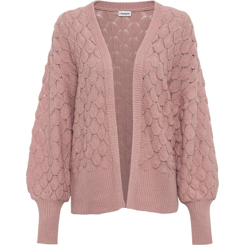 bonprix Pletený sveter, ažúrový, farba ružová 45554399