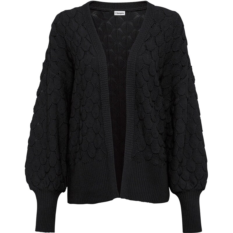bonprix Pletený sveter, ažúrový, farba čierna 44790445