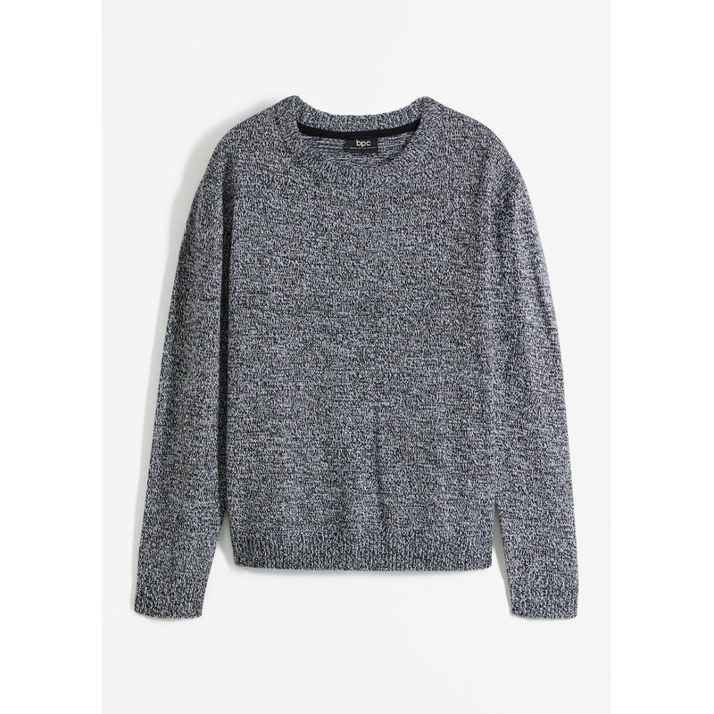 bonprix Pletené pulóver s okrúhlym výstrihom, melírovaný, farba šedá 44736137