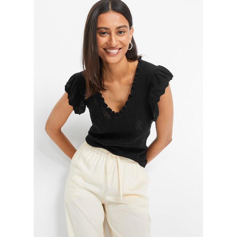 bonprix Pletené tričko, farba čierna 67115972