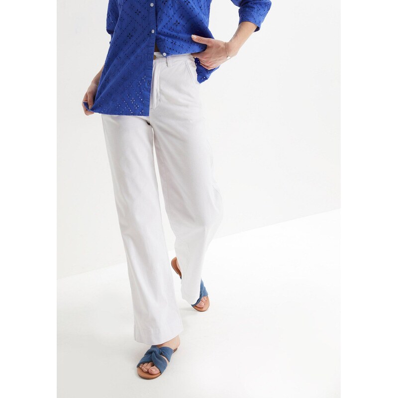 bonprix Strečové džínsy, Wide Fit, farba biela 44796812