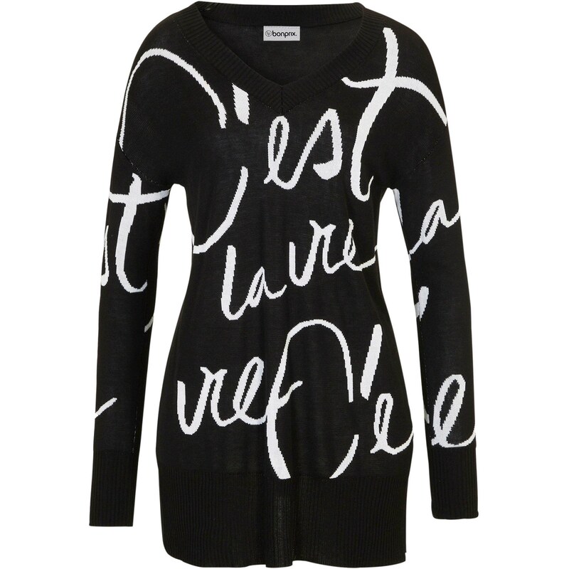 bonprix Pulóver s nápisom, farba čierna 45359132