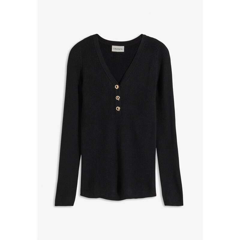 bonprix Pulóver s viskózou, farba čierna 61718684