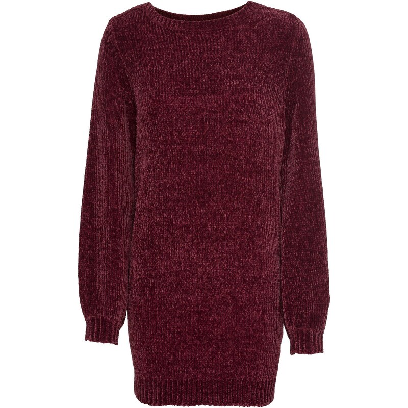 bonprix Ženilkový dlhý pulóver, farba červená 44799394