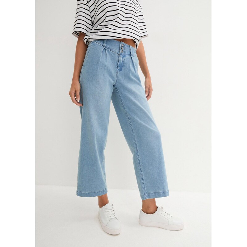 bonprix Džínsy, široký strih, pohodlný vysoký pás, farba modrá 50902025