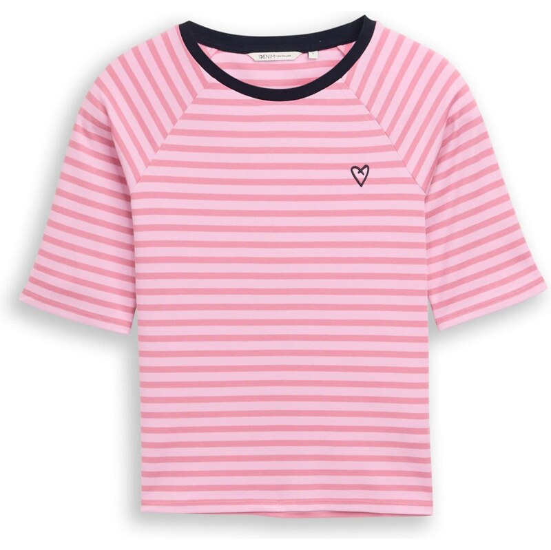 TOM TAILOR DENIM Tričko ružová / čierna / biela 67399803