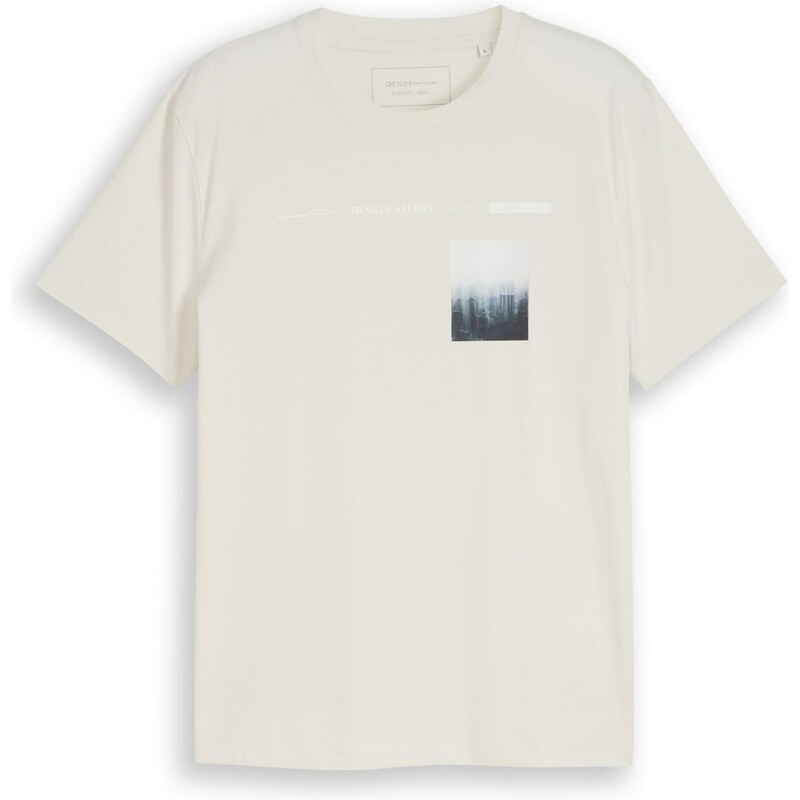 TOM TAILOR DENIM Tričko antracitová / biela / biela ako vlna 67399810