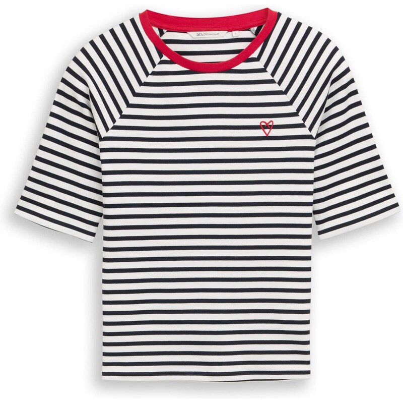 TOM TAILOR DENIM Tričko námornícka modrá / čerešňová / biela 67399812