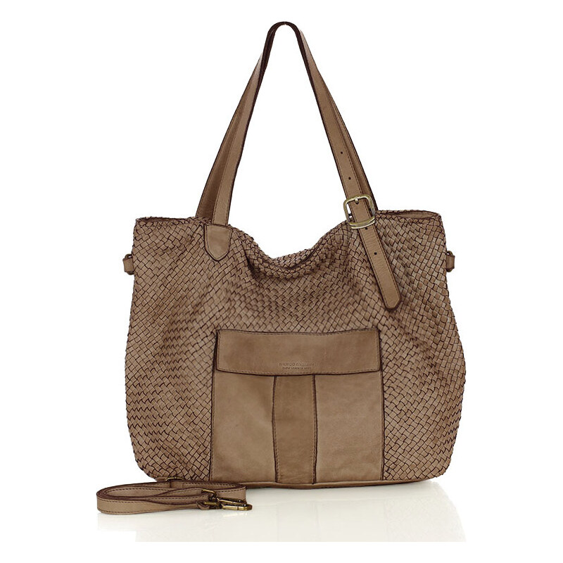 MARCO MAZZINI Velká béžová tkaná kabelka (v250d) 61532453