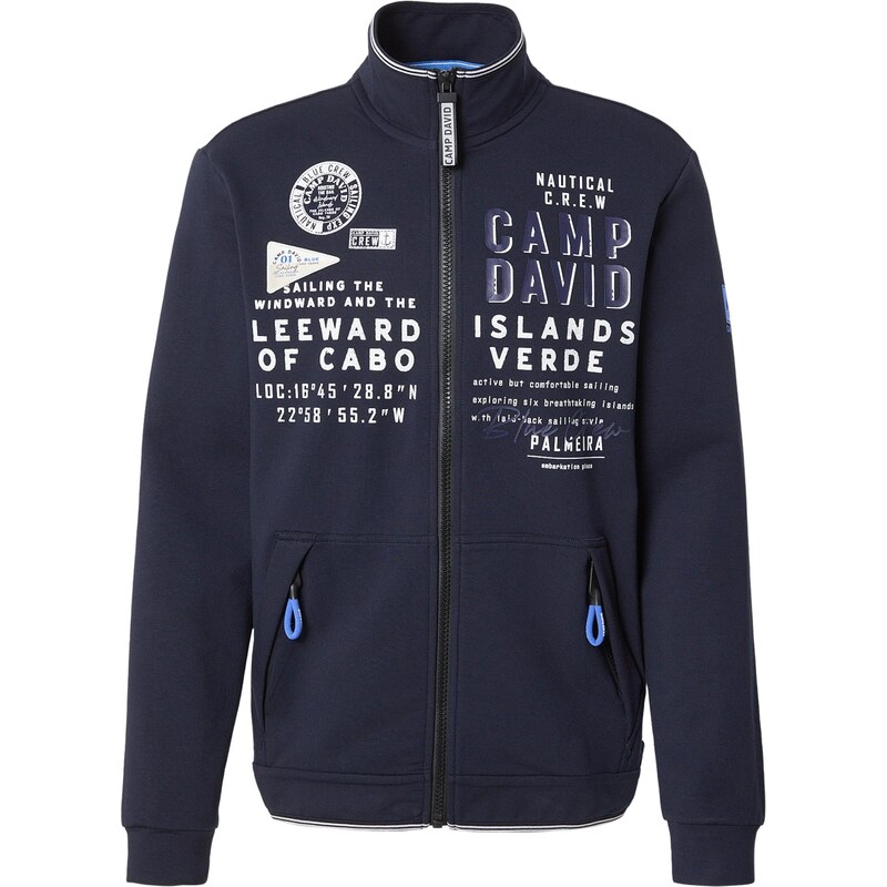 CAMP DAVID Tepláková bunda námornícka modrá / biela 67399974
