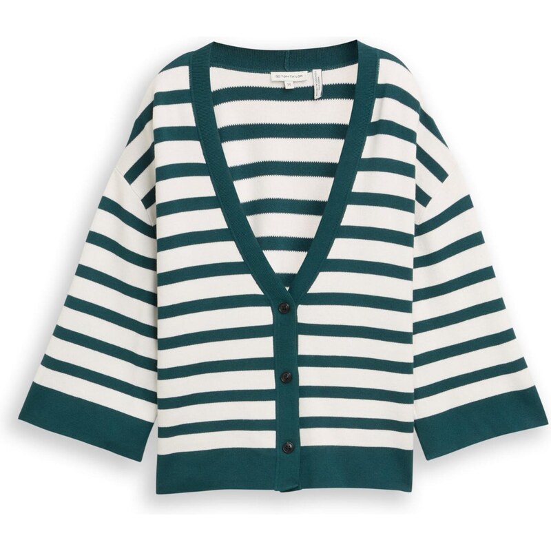 TOM TAILOR Kardigán smaragdová / biela 67400007