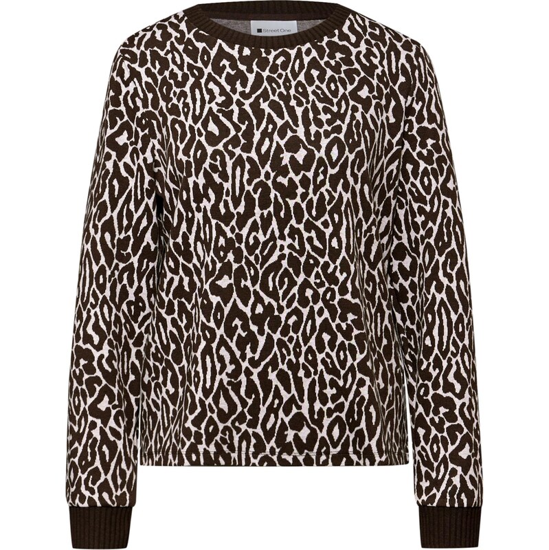 STREET ONE Sveter mokka / biela 67400052