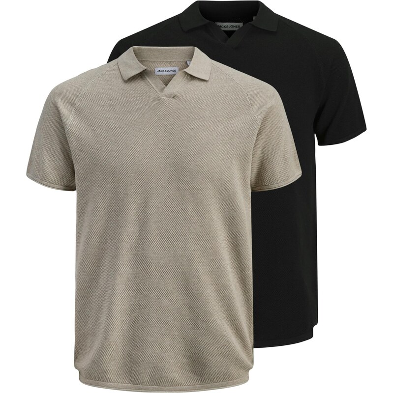JACK & JONES Sveter JJHILL tmavobéžová / čierna 67400113