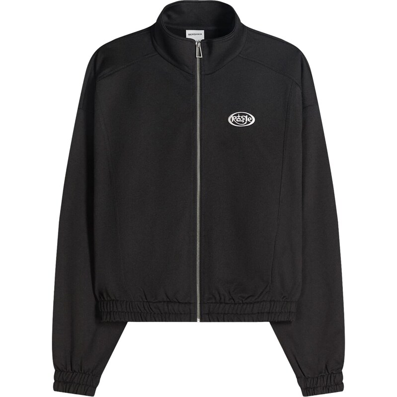 Bershka Tepláková bunda čierna 67400223