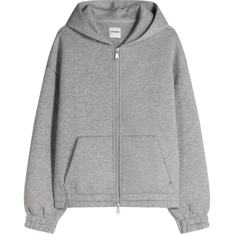 Bershka Tepláková bunda sivá 67400235