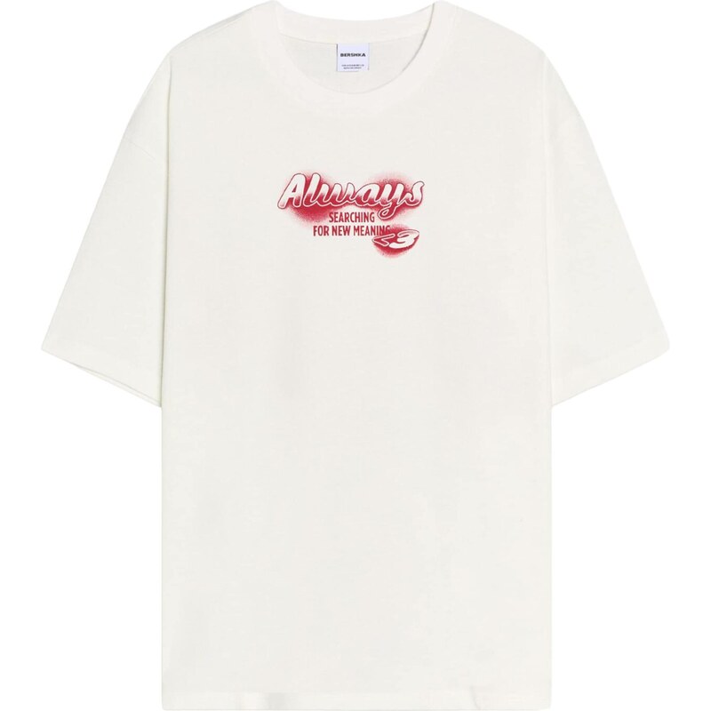 Bershka Tričko červená / biela 67400261