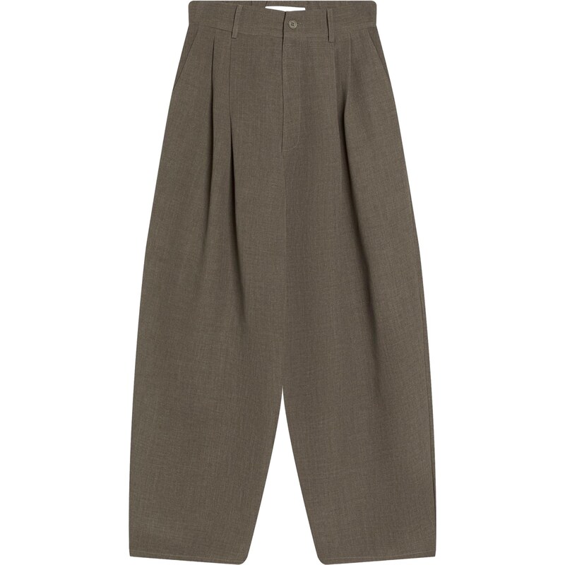 Bershka Plisované nohavice olivová 67400266