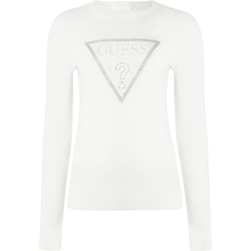 GUESS Sveter SASHA krémová / strieborná 67400305