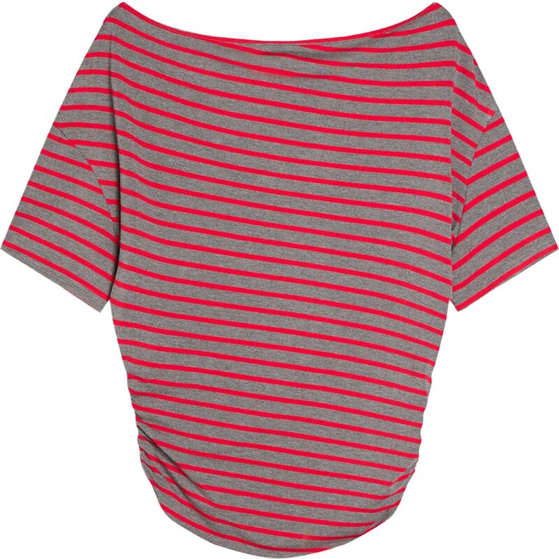 Bershka Tričko sivá melírovaná / červená 67400284